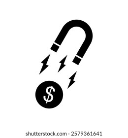 money magnet icon, simple flat style, pictogram logo symbol vector illustration, isolated on white for mobile app