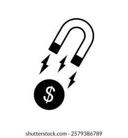 money magnet icon, simple flat style, pictogram logo symbol vector illustration, isolated on white for mobile app
