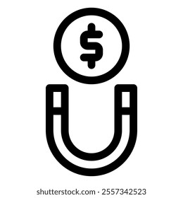 Money magnet icon with simple and line style