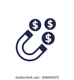 money and magnet icon, vector