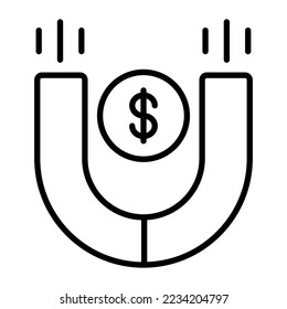 Icono de vector de imán de dinero fácil de usar