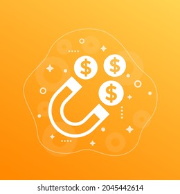 icono de vector de dinero e imán
