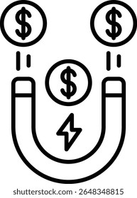 Money magnet vector icon. Can be used for printing, mobile and web applications.