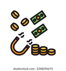 money magnet vector icon design, logo, isolate on white background