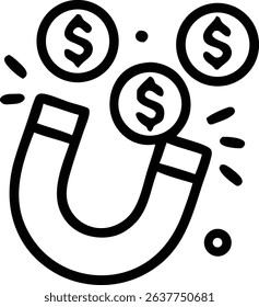Money magnet Wealth attraction icon.