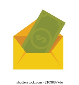 Money mail transfer icon. Flat illustration of money mail transfer vector icon isolated on white background