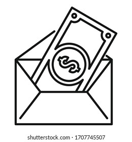 Money mail transfer icon. Outline money mail transfer vector icon for web design isolated on white background