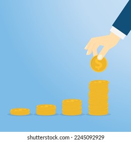 Money makes money, Money stack, investment concept. Vector Illustration