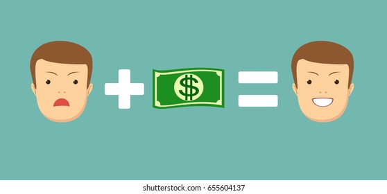 Money makes you smile. Stock vector illustration for poster, greeting card, website, ad, business presentation, advertisement design.