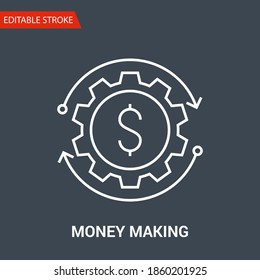Icono de la creación de dinero. Ilustración de vectores de línea delgada - Ajustar el peso del trazo - Expandir a cualquier tamaño - Color de cambio sencillo - Accionamiento editable