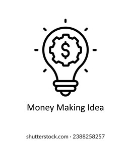 Ilustración de diseño de iconos de esquema vectorial de la creación de dinero Idea. Símbolo de negocio y administración sobre archivo EPS 10 en fondo blanco