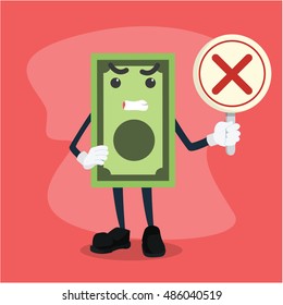 money man holding signh cross illustration design