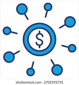Money Management Blue Icon Vector Illustration