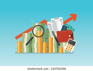 Money management concept in flat style. Vector illustration