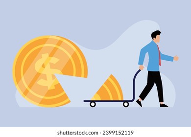 Money management, financial planning or wealth management or investment portfolio 2d vector illustration