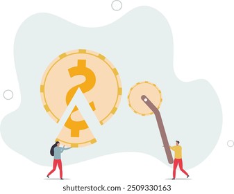 Money management, financial planning or wealth management or investment portfolio, paying for tax, loan or debt, inflation concept.flat design with people.