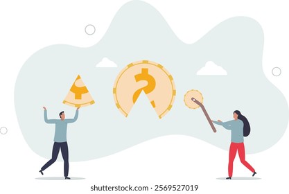 Money management, financial planning or wealth management or investment portfolio, paying for tax, loan or debt, inflation concept.flat characters.