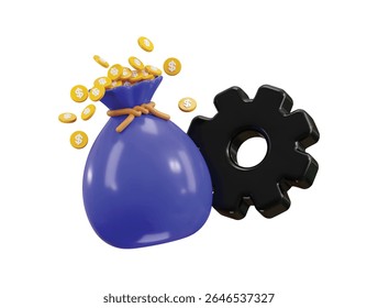 Money management icon 3d render concept of business money management financial planning icon vector illustration