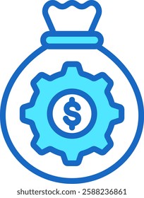 Money Management Icon Blue Color Vector Illustration