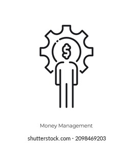 Money Management icon. Outline style icon design isolated on white background