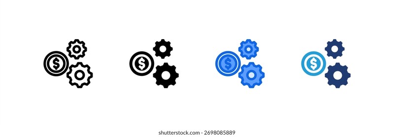 Icono de gestión de dinero conjunto de múltiples estilos de colección. Ilustración vectorial.