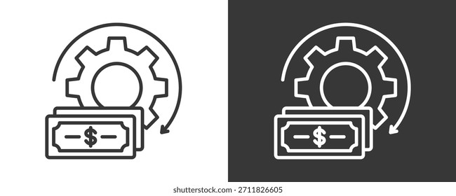Money Management Symbolsatz Vektorgrafik-Kollektion einzeln auf Schwarz und Weiß