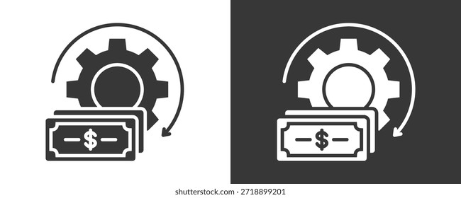 Colección De Vector Del Icono De La Gestión Del Dinero Aislado En Blanco Y Negro