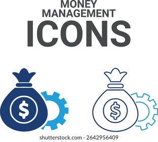 Money management icons, Line art Vector illustration in thin line modern style of inspection-related icons: documentation, auditor, Audit icon set. Accounting line icons collection.