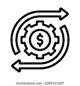 Money Management Line Vector Illustration On White Background.