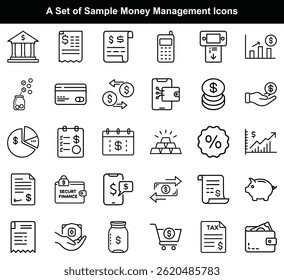 Money Management linear Icon Set