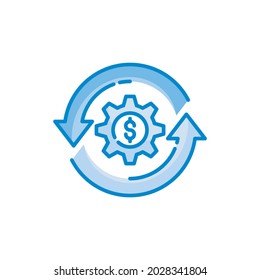 ilustración de estilo de icono de vectores de colores azules de administración de dinero. archivo EPS 10