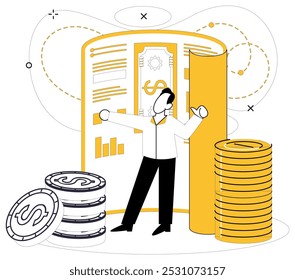 Money management vector illustration. Analyzing financial reports is akin to deciphering intricate language successful money management In symphony finance, money management plays role crucial musical