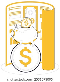 Money management vector illustration. Banking institutions become architects, constructing financial structures with money management as blueprints Business success is harvest reaped from fields