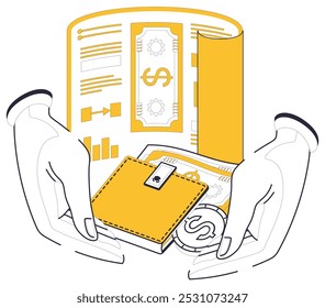 Money management vector illustration. Banking institutions become architects, constructing financial structures with money management as blueprints The currency trust circulates seamlessly in economic