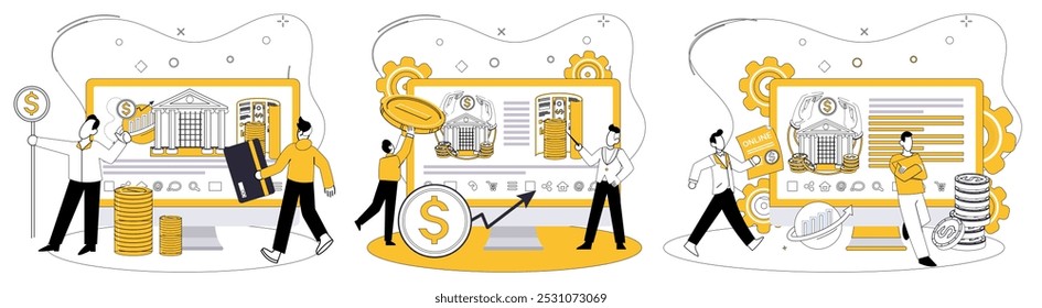 Money management vector illustration. Financial reports unfold like roadmap, guiding businesses to their economic destinations In technological symphony, money management is melodic note financial