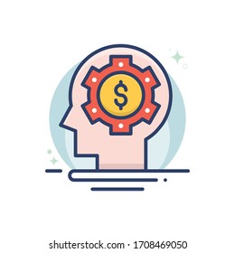 ilustración vectorial de gestión de dinero.  Icono de esquema de inicio y nuevo negocio. 