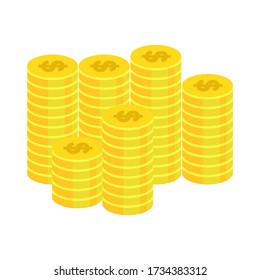 Money is a medium of exchange in the form of objects, be it coins or paper, which has an important role in business, especially trade, Stack banknotes and coins flat illustration, Money vector design.