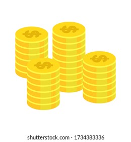 Money is a medium of exchange in the form of objects, be it coins or paper, which has an important role in business, especially trade, Stack banknotes and coins flat illustration, Money vector design.