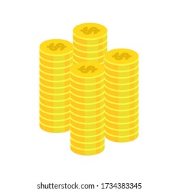 Money is a medium of exchange in the form of objects, be it coins or paper, which has an important role in business, especially trade, Stack banknotes and coins flat illustration, Money vector design.
