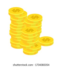 Money is a medium of exchange in the form of objects, be it coins or paper, which has an important role in business, especially trade, Stack banknotes and coins flat illustration, Money vector design.