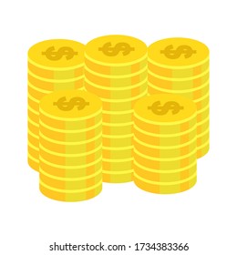 Money is a medium of exchange in the form of objects, be it coins or paper, which has an important role in business, especially trade, Stack banknotes and coins flat illustration, Money vector design.