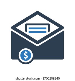 money message icon- Envelope With dollar icon- Vector illustration