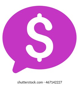 Money Message icon. Vector style is flat iconic symbol with rounded angles, violet color, white background.