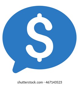 Money Message icon. Vector style is flat iconic symbol with rounded angles, smooth blue color, white background.