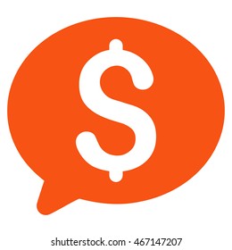 Money Message icon. Vector style is flat iconic symbol with rounded angles, orange color, white background.