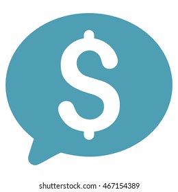 Money Message icon. Vector style is flat iconic symbol with rounded angles, cyan color, white background.