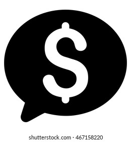 Money Message icon. Vector style is flat iconic symbol with rounded angles, black color, white background.