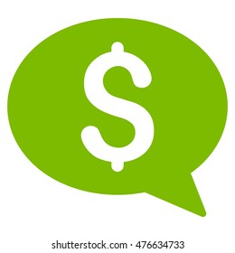 Money Message icon. Vector style is flat iconic symbol with rounded angles, eco green color, white background.