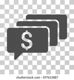 Money Messages icon. Vector illustration style is flat iconic symbol, gray color, transparent background. Designed for web and software interfaces.