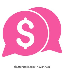 Money Messages icon. Vector style is flat iconic symbol with rounded angles, pink color, white background.